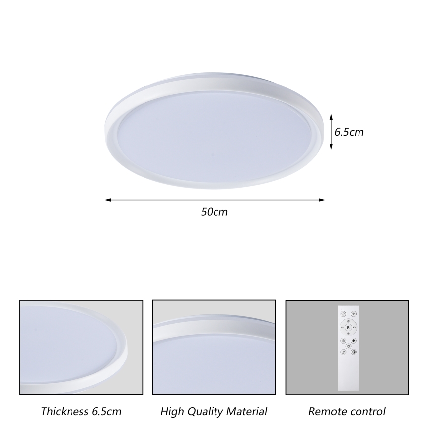 Brilagi - Plafonieră LED dimerizabilă RIVO LED/72W/230V 3000-6000K, albă, diam. 50 cm + telecomandă