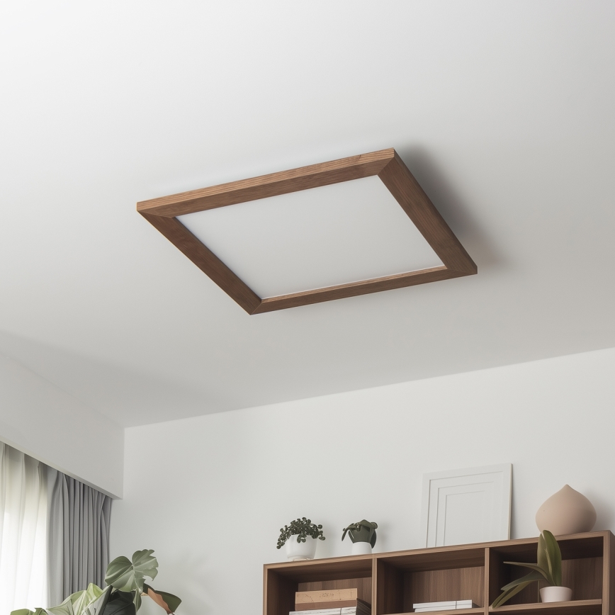 Brilagi - Plafonieră LED reglabilă SLIMFRAME WOOD LED/36W/230V 49,5x49,5 cm 3000-6000K maro închis + telecomandă