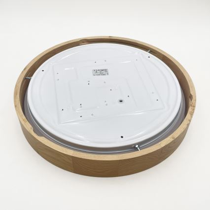 Brilagi - Plafonieră LED dimabilă MANAROLA SMART, 24W, 230V, 3000-6000K, Wi-Fi Tuya Beacon, Ø 41 cm, stejar + telecomandă