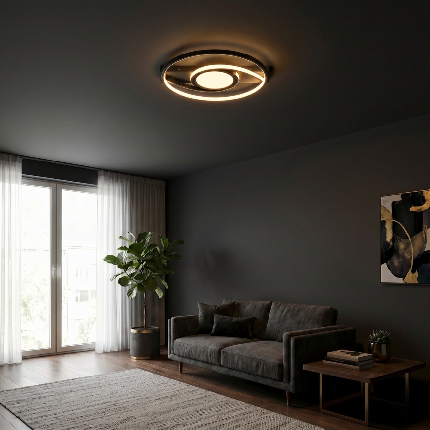 Brilagi - Plafonieră LED dimmabilă TWIRL LED/38W/230V 3000-6000K negru + telecomandă