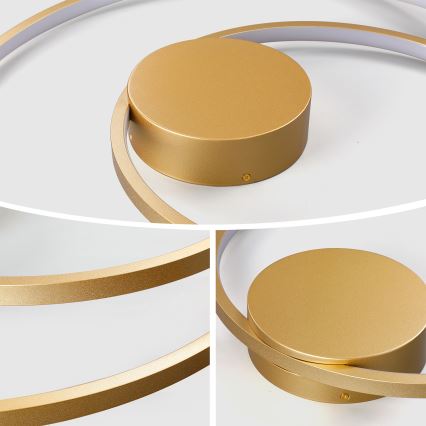 Brilagi - Plafonieră LED dimmabilă TWISTER LED/48W/230V 3000-6000K Ø 50 cm aurie + telecomandă