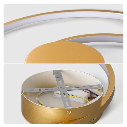 Brilagi - Plafonieră LED dimmabilă TWISTER LED/48W/230V 3000-6000K Ø 50 cm aurie + telecomandă