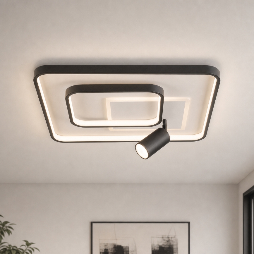 Brilagi - Plafonieră LED reglabilă UNITY LED/75W/230V + 1xGU10/3W 3000-6000K 50x50 cm alb/negru + telecomandă
