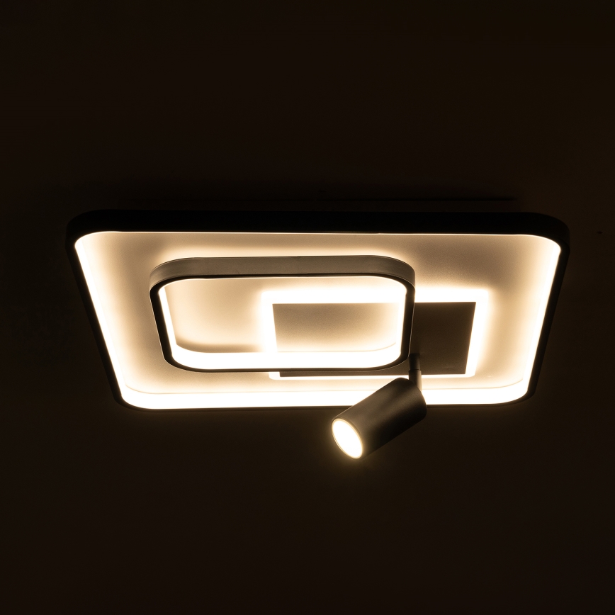 Brilagi - Plafonieră LED reglabilă UNITY LED/75W/230V + 1xGU10/3W 3000-6000K 50x50 cm alb/negru + telecomandă