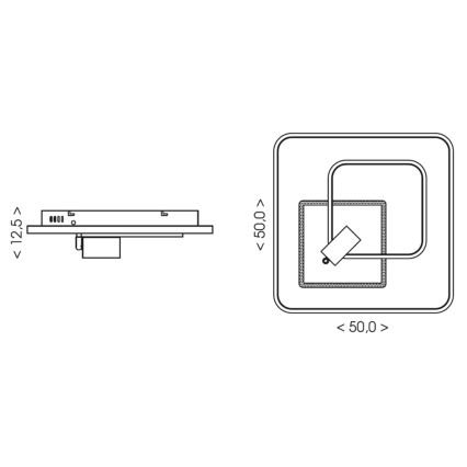 Brilagi - Plafonieră LED reglabilă UNITY LED/75W/230V + 1xGU10/3W 3000-6000K 50x50 cm alb/negru + telecomandă