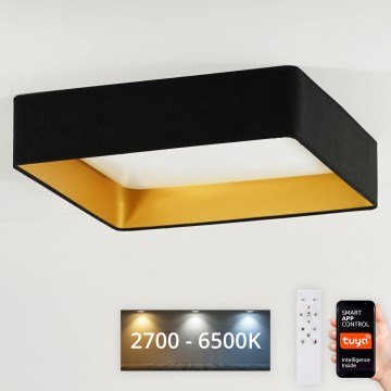 Brilagi - Plafonieră LED dimabilă VELVET SQUARE SMART, 36W, 230V, 60 x 60 cm, 2700–6500K, Wi‑Fi Tuya + telecomandă, negru