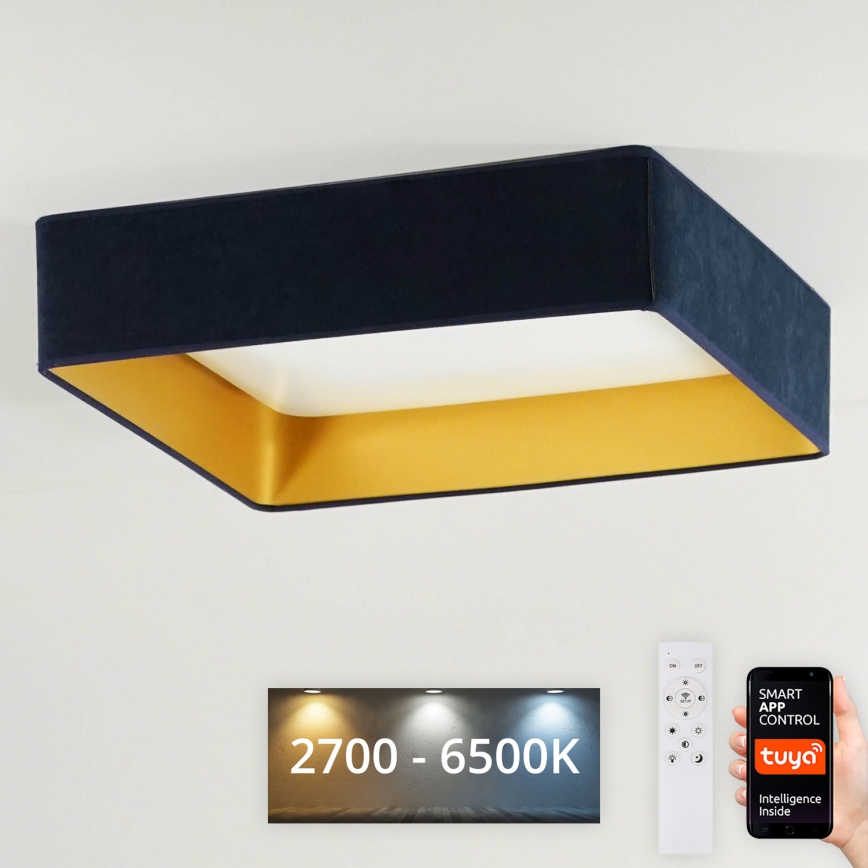 Brilagi - Plafonieră LED dimabilă VELVET SQUARE SMART LED/36W/230V 60x60 cm 2700-6500K Wi-Fi Tuya + telecomandă, albastru închis