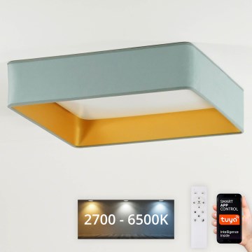 Brilagi - Plafonieră LED dimabilă VELVET SQUARE SMART LED/36W/230V 60x60 cm 2700-6500K Wi-Fi Tuya + telecomandă mentă
