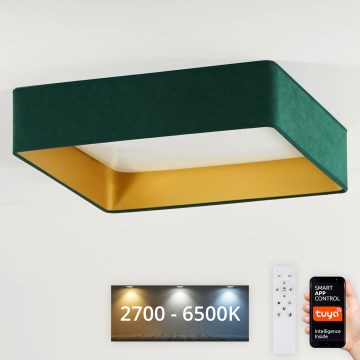 Brilagi - Plafonieră LED dimabilă VELVET SQUARE SMART LED/36W/230V 60x60 cm 2700-6500K Wi-Fi Tuya + telecomandă verde