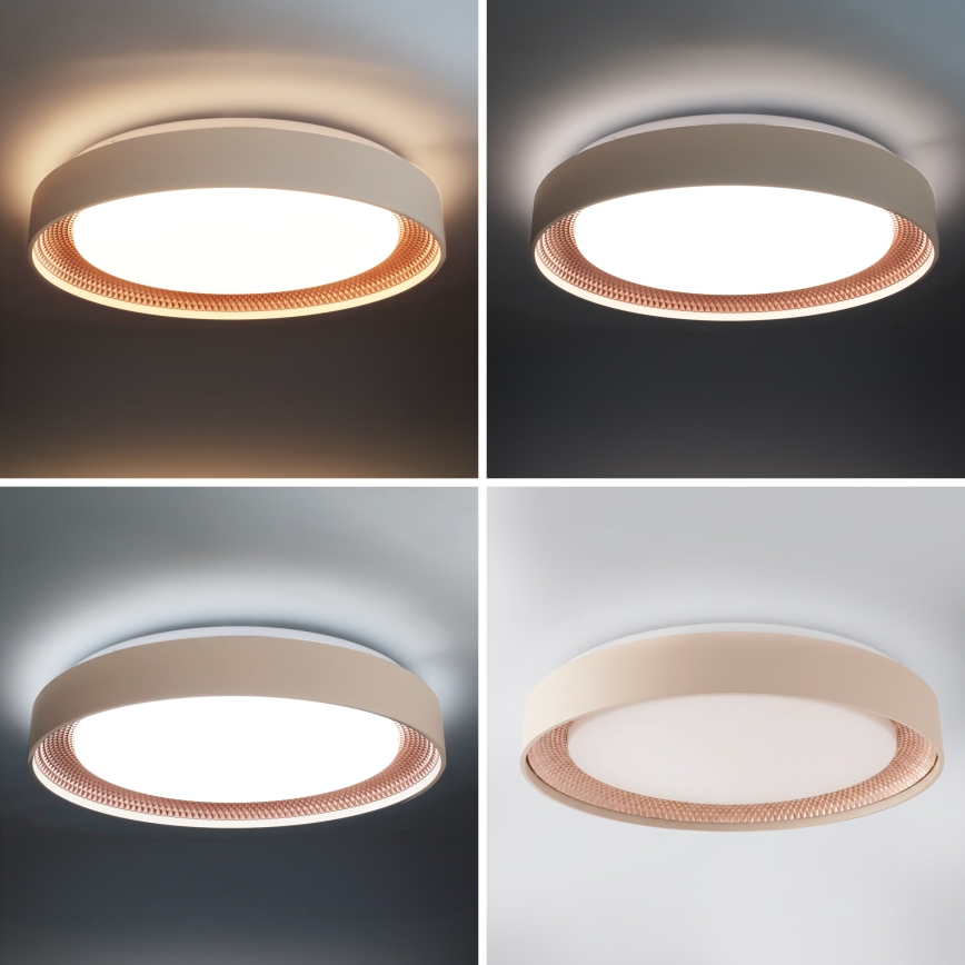Brilagi - Plafonieră LED WALDO reglabilă, 48 W, 230 V, 3000–6500 K, Ø 40 cm, bej/auriu + telecomandă