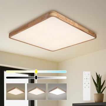 Brilagi - Plafonieră LED dimabilă WOODLINE SQUARE LED/100W/230V 3000-6000K stejar 80x80 cm + telecomandă
