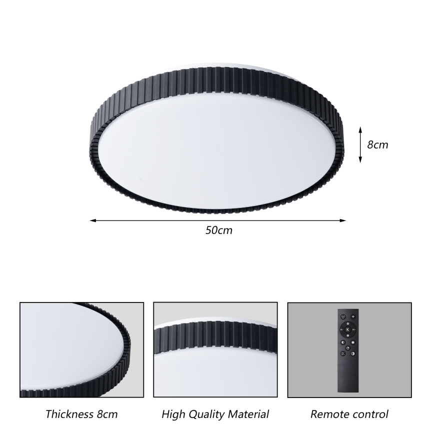 Brilagi - Plafonieră LED dimabilă CORVO LED/72W/230V 3000-6000K neagră Ø 50 cm + telecomandă