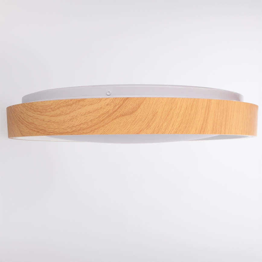 Brilagi - Lampă de tavan LED cu reglare a intensității FLOCO LED/48W/230V Ø 40 cm, decor lemn/alb + telecomandă