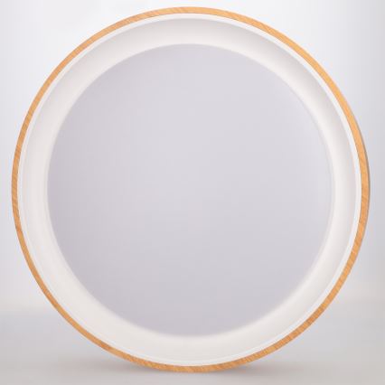 Brilagi - Lampă de tavan LED cu reglare a intensității FLOCO LED/48W/230V Ø 40 cm, decor lemn/alb + telecomandă
