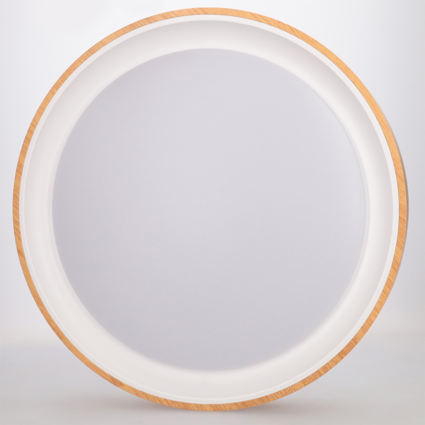 Brilagi - Lampă de tavan LED cu reglare a intensității FLOCO LED/48W/230V Ø 40 cm, decor lemn/alb + telecomandă