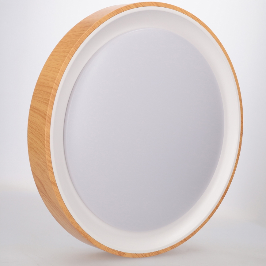 Brilagi - Lampă de tavan LED cu reglare a intensității FLOCO LED/48W/230V Ø 40 cm, decor lemn/alb + telecomandă