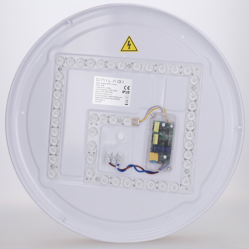 Brilagi - Lampă de tavan LED cu reglare a intensității FLOCO LED/48W/230V Ø 40 cm, decor lemn/alb + telecomandă