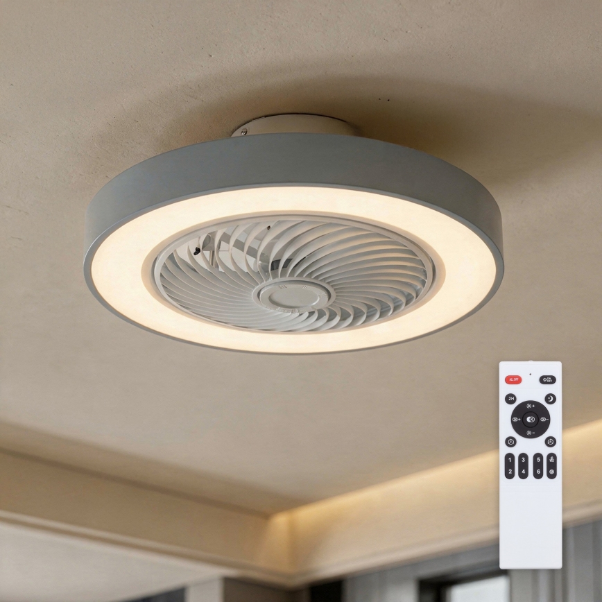 Brilagi - Plafonieră LED dimmabilă cu ventilator LED/38W/230V 3000-6500K Ø 50 cm gri + telecomandă