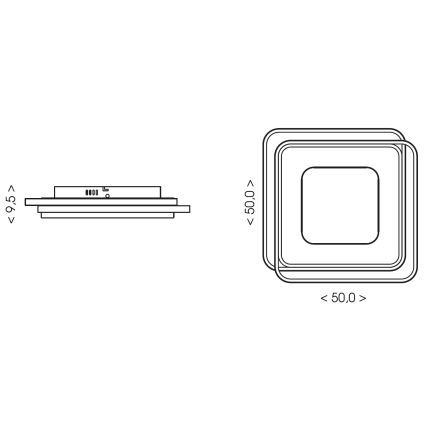 Brilagi - Plafonieră LED dimabilă FLARE LED/102W/230V 3000-6000K 50x50 cm neagră + telecomandă inclusă