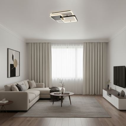 Brilagi - Plafonieră LED dimabilă FLARE LED/64W/230V 3000-6000K 45x45 cm alb/negru + telecomandă