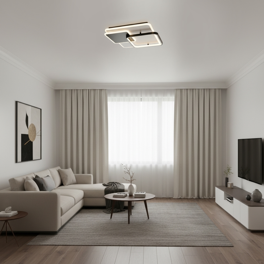 Brilagi - Plafonieră LED dimabilă FLARE LED/64W/230V 3000-6000K 45x45 cm alb/negru + telecomandă