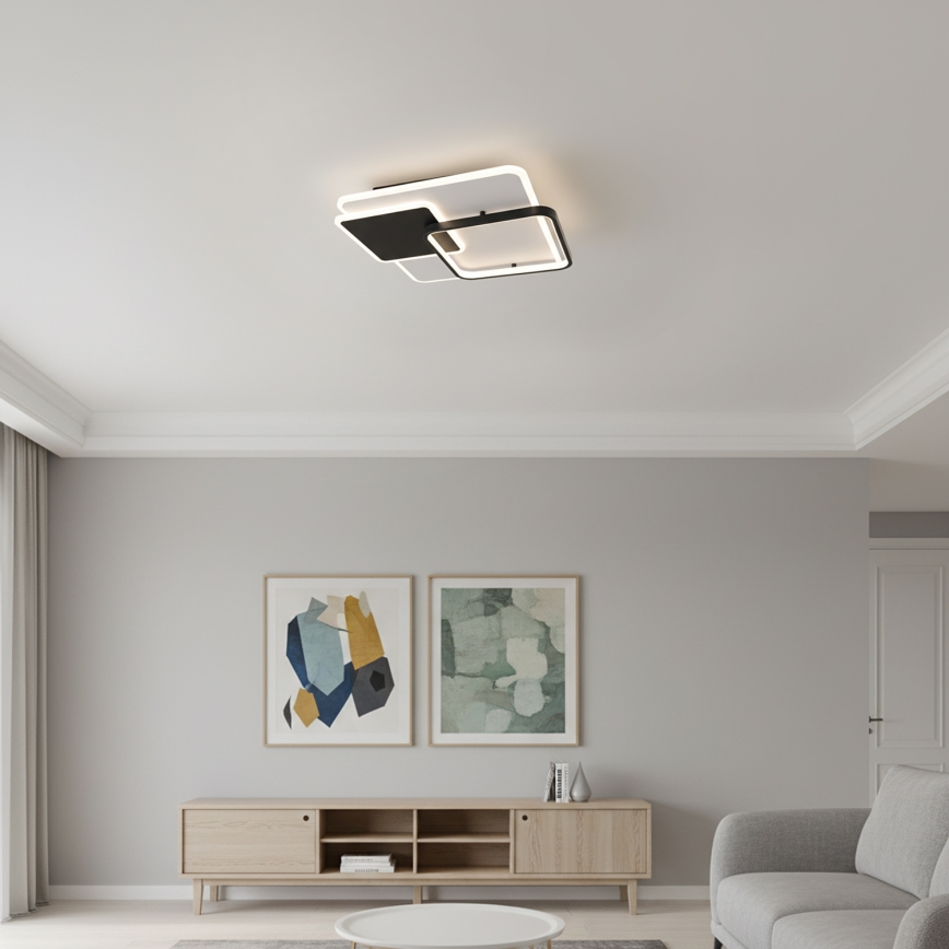 Brilagi - Plafonieră LED dimabilă FLARE LED/64W/230V 3000-6000K 45x45 cm alb/negru + telecomandă