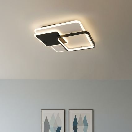 Brilagi - Plafonieră LED dimabilă FLARE LED/64W/230V 3000-6000K 45x45 cm alb/negru + telecomandă