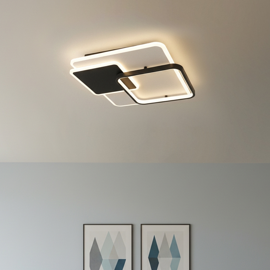 Brilagi - Plafonieră LED dimabilă FLARE LED/64W/230V 3000-6000K 45x45 cm alb/negru + telecomandă