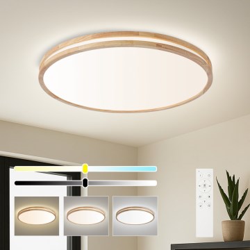 Brilagi - Plafonieră LED dimmabilă MOLINA LED/100W/230V 3000-6000K stejar Ø 80 cm + telecomandă