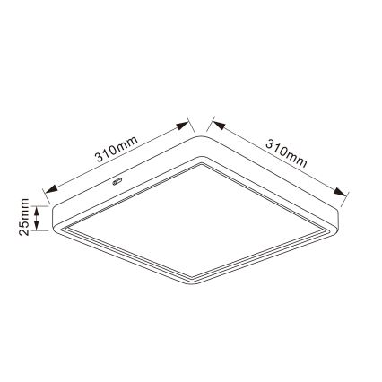 Brilagi - Plafonieră LED ESTELA SQUARE LED/24W/230V 31x31 cm neagră