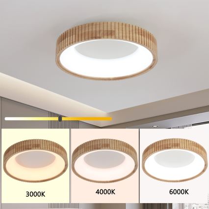 Brilagi - Plafonieră LED FALCON WOOD MODERN LED/30W/230V 3000/4000/6000K Ø 45 cm lemn