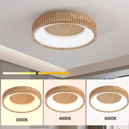 Brilagi - Plafonieră LED FALCON WOOD MODERN LED/30W/230V 3000/4000/6000K Ø 45 cm lemn