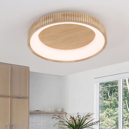 Brilagi - Plafonieră LED FALCON WOOD MODERN, 40 W, 230 V, 3000/4000/6000 K, Ø 60 cm, lemn