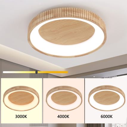 Brilagi - Plafonieră LED FALCON WOOD MODERN, 40 W, 230 V, 3000/4000/6000 K, Ø 60 cm, lemn