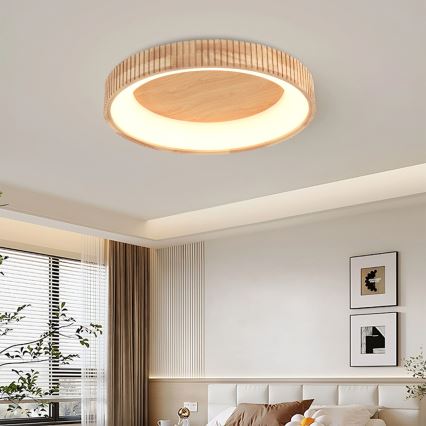 Brilagi - Plafonieră LED FALCON WOOD MODERN, 40 W, 230 V, 3000/4000/6000 K, Ø 60 cm, lemn