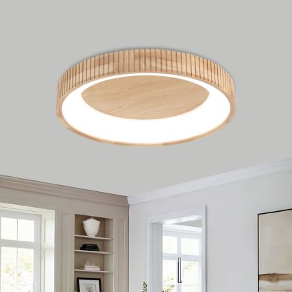 Brilagi - Plafonieră LED FALCON WOOD MODERN, 40 W, 230 V, 3000/4000/6000 K, Ø 60 cm, lemn
