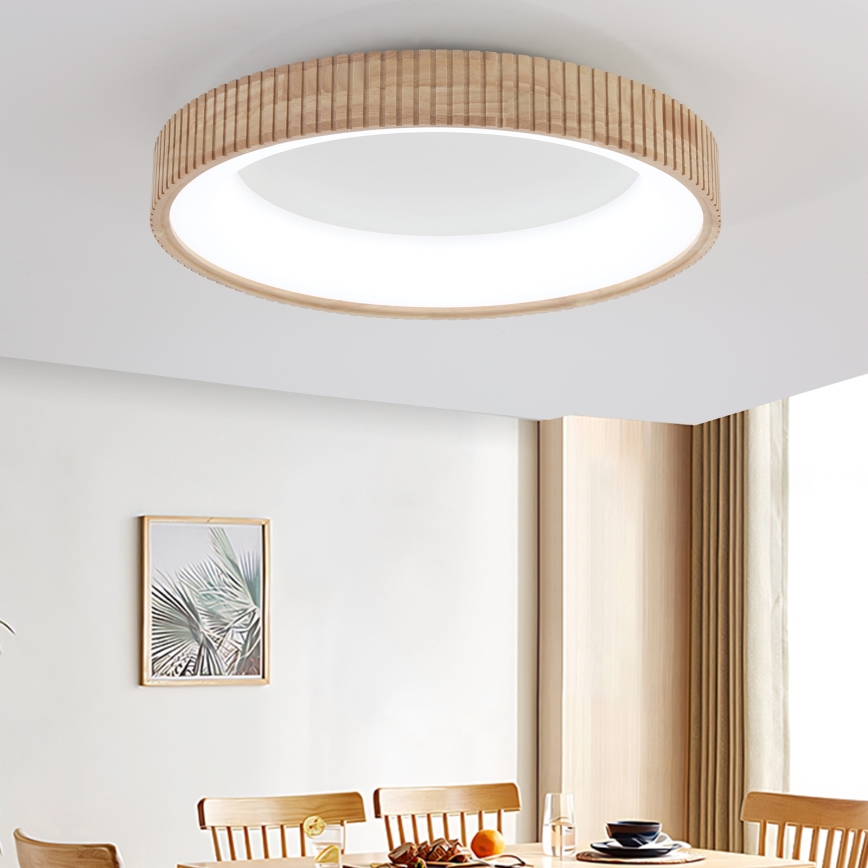 Brilagi - Plafonieră LED FALCON WOOD MODERN, 40W, 230V, 3000/4000/6000K, Ø 60 cm, lemn