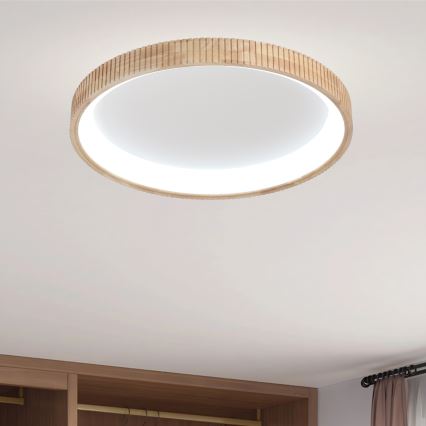 Brilagi - Plafonieră LED FALCON WOOD MODERN, 60W, 230V, 3000/4000/6000K, Ø 80 cm, finisaj din lemn