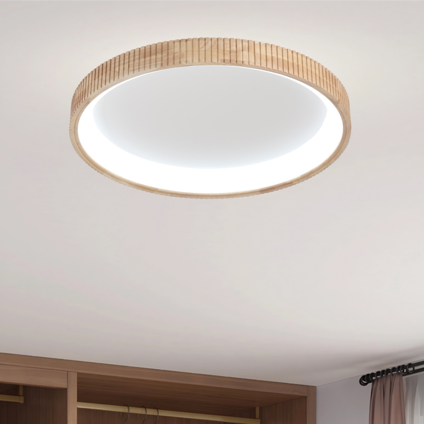 Brilagi - Plafonieră LED FALCON WOOD MODERN, 60W, 230V, 3000/4000/6000K, Ø 80 cm, finisaj din lemn