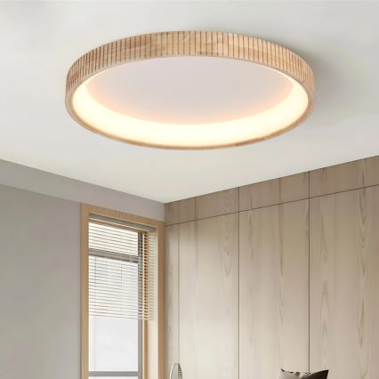 Brilagi - Plafonieră LED FALCON WOOD MODERN, 60W, 230V, 3000/4000/6000K, Ø 80 cm, finisaj din lemn