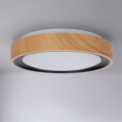 Brilagi - Plafonieră LED FLOCO, 24W/230V, Ø 30 cm, decor lemn/negru