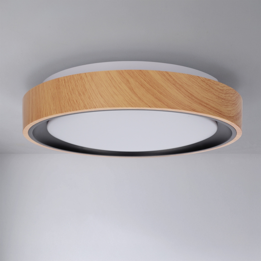 Brilagi - Plafonieră LED FLOCO, 24W/230V, Ø 30 cm, decor lemn/negru