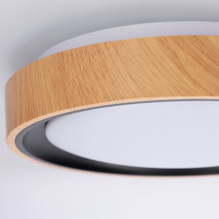 Brilagi - Plafonieră LED FLOCO, 24W/230V, Ø 30 cm, decor lemn/negru