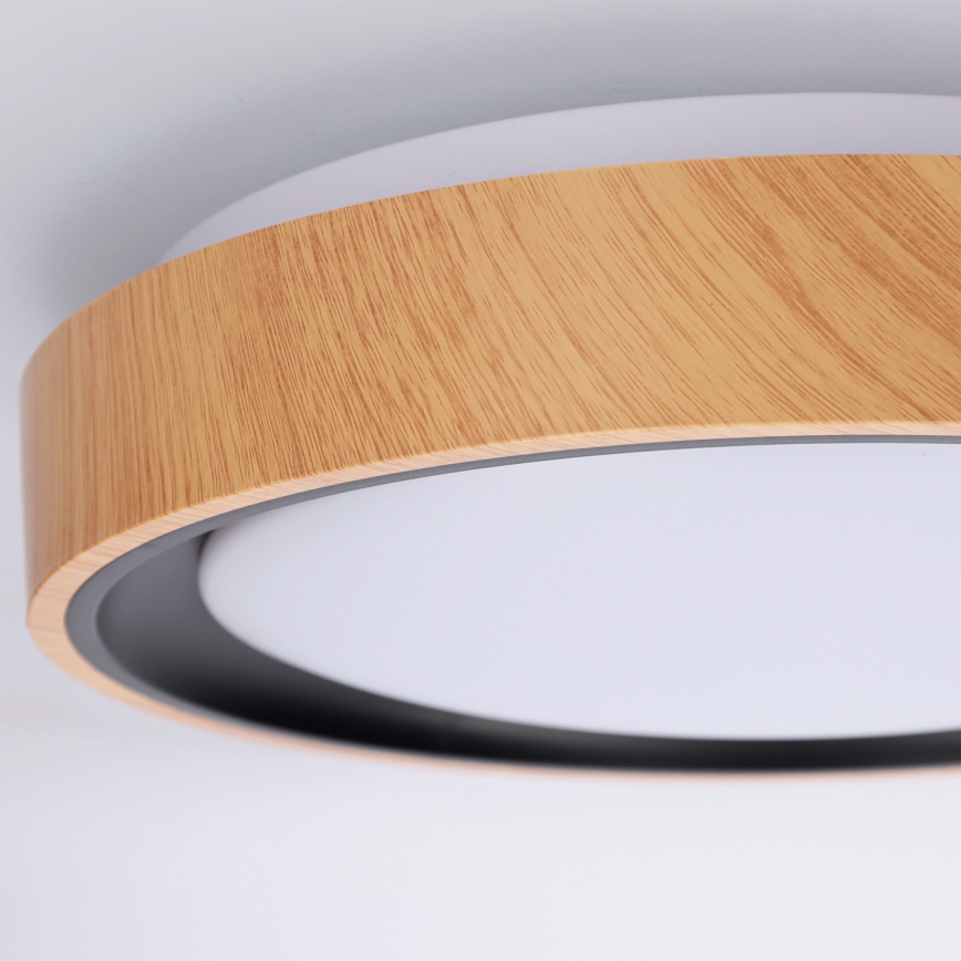 Brilagi - Plafonieră LED FLOCO, 24W/230V, Ø 30 cm, decor lemn/negru