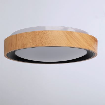 Brilagi - Plafonieră LED FLOCO, 24W/230V, Ø 30 cm, decor lemn/negru