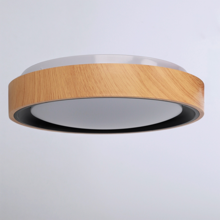 Brilagi - Plafonieră LED FLOCO, 24W/230V, Ø 30 cm, decor lemn/negru