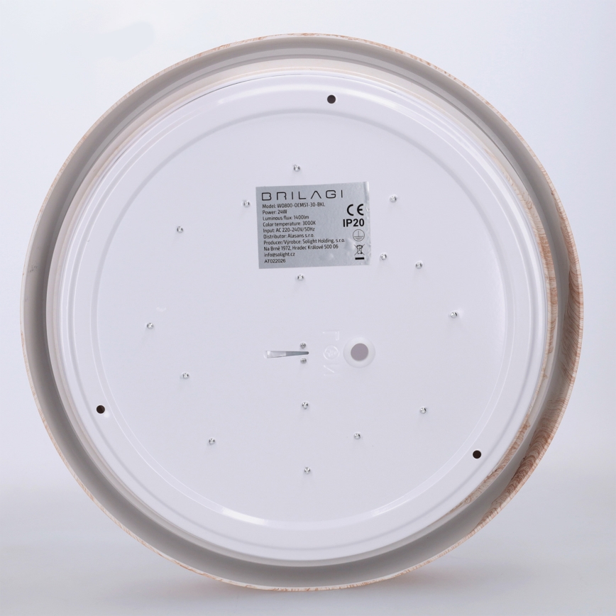 Brilagi - Plafonieră LED FLOCO, 24W/230V, Ø 30 cm, decor lemn/negru