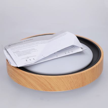 Brilagi - Plafonieră LED FLOCO, 24W/230V, Ø 30 cm, decor lemn/negru