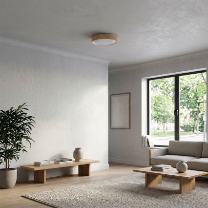 Brilagi - Plafonieră LED FLOCO, 24 W, 230 V, Ø 30 cm, finisaj lemn/alb