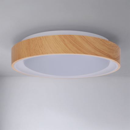 Brilagi - Plafonieră LED FLOCO, 24 W, 230 V, Ø 30 cm, finisaj lemn/alb
